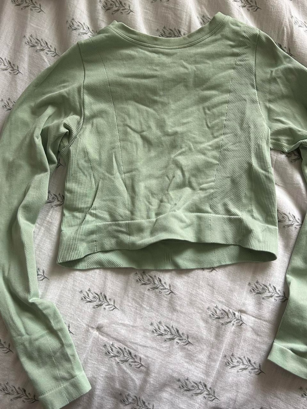 Women’s Mint green cropped long sleeve workout top